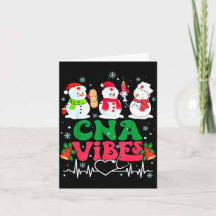 Cna Vibes Nurse Snowman Stethoscope Santa Funny Ch Card