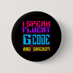Cnc Machinist Fluent G-code Sticker 6 Cm Round Badge