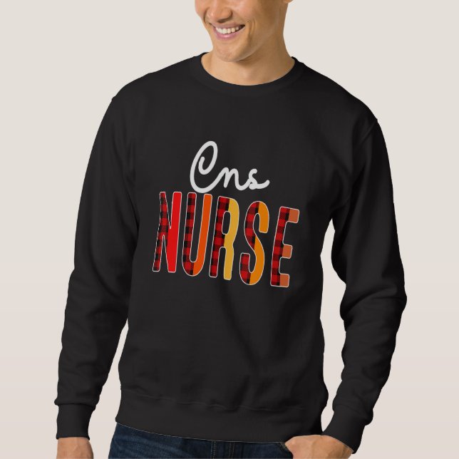 Cns Nurse Plaid Red Love Heart Stethoscope Rn Nurs Sweatshirt (Front)