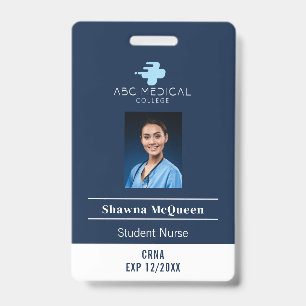 CNS Student Nurse Practitioner Navy QR Code Photo ID Badge