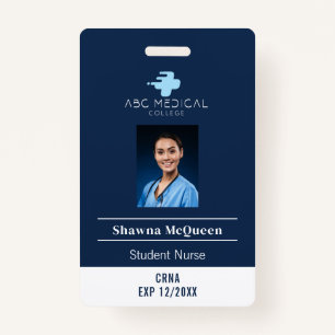 CNS Student Nurse Practitioner Navy QR Code Photo ID Badge