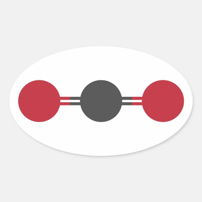 CO2 Molecular Structure Oval Sticker (Front)