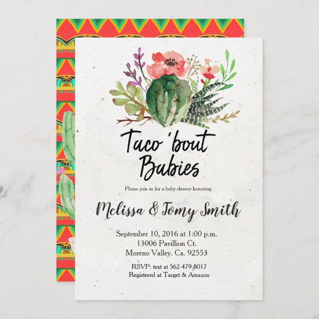 Co ed baby shower cactus invitation (Front/Back)