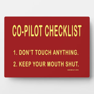 Co-Pilot Checklist: Home: Signs: Plaque
