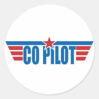 Co-Pilot Wings Badge - Aviation Classic Round Sticker
