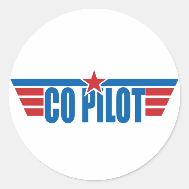 Co-Pilot Wings Badge - Aviation Classic Round Sticker (Front)