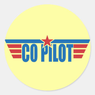 Co-Pilot Wings Badge - Aviation Classic Round Sticker