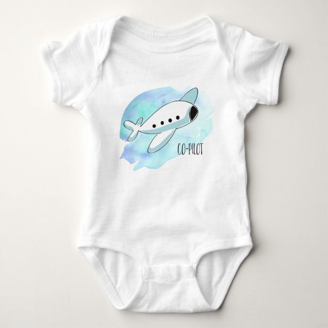 Co-Pilot with Plane Baby Bodysuit (Front)