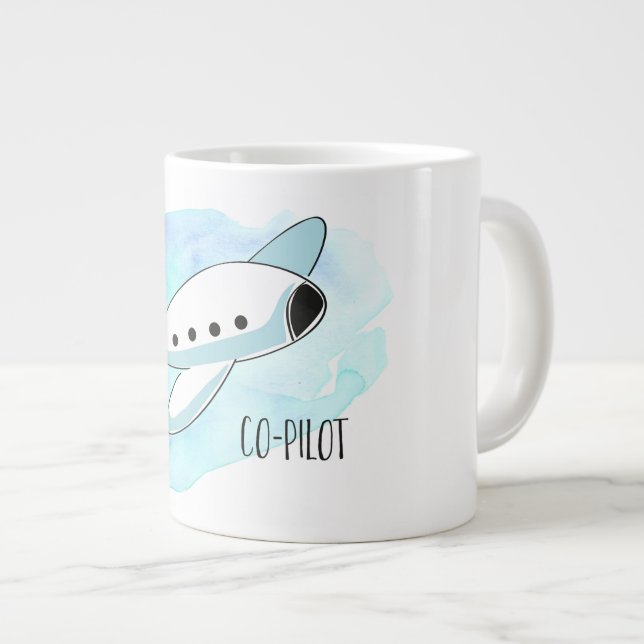Co-Pilot with Plane Large Coffee Mug (Front Right)