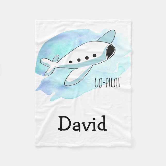 Co-Pilot with Plane Personalised Fleece Blanket (Front)