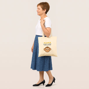 Co-worker custom text monkey face tote bag