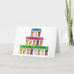 Co-worker Happy Birthday Cartoon Cats Card