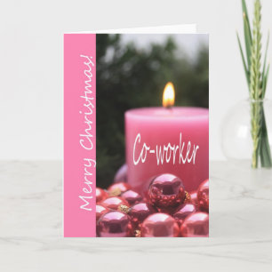 Co-worker pink ornament christmas card