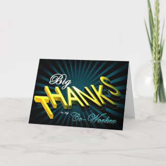 Co-worker thank you Big thanks blue stripes card