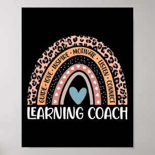 Coach 100th Day Of School Learning Teacher Rainbow Poster