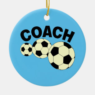 Coach 3 Soccer Balls Ceramic Ornament