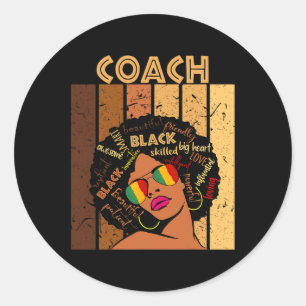 Coach Afro African American Women Black History Mo Classic Round Sticker