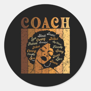 Coach Afro African American Women Black History Mo Classic Round Sticker