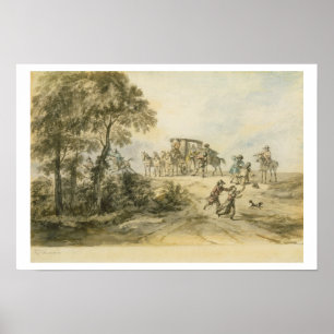 Coach and Highwayman (w/c on paper) Poster