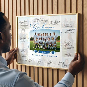 Coach Appreciation Collage Football Team Signature Poster