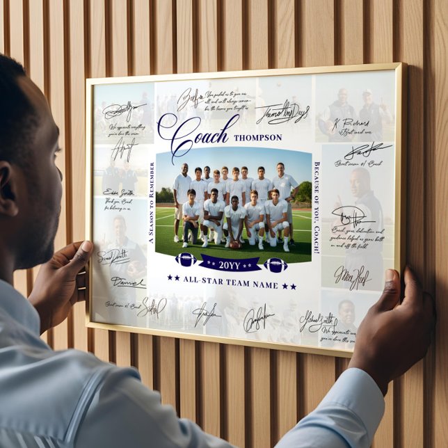 Coach Appreciation Collage Football Team Signature Poster (Coach Appreciation Collage Football Team Signature Poster)
