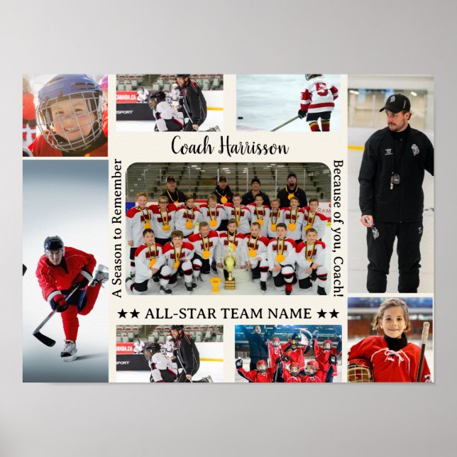 Coach Appreciation Photo Collage Team  Poster (Front)