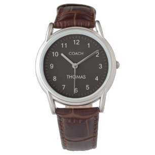 Coach Custom Name Typography Personalised  Brown   Watch
