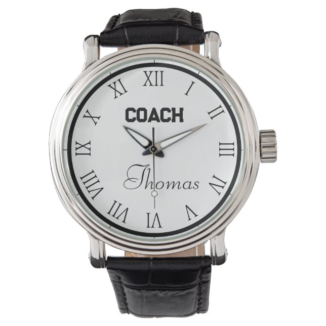 Coach Custom Name Typography Personalised  Watch (Front)