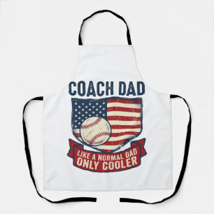 Coach Dad Baseball Patriotic Vintage T-Shirt Desig Apron