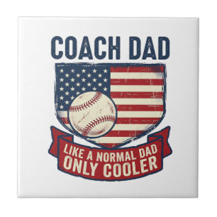Coach Dad Baseball Patriotic Vintage T-Shirt Desig Ceramic Tile