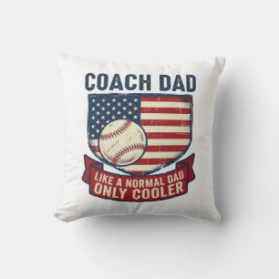 Coach Dad Baseball Patriotic Vintage T-Shirt Desig Cushion