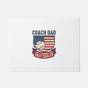 Coach Dad Baseball Patriotic Vintage T-Shirt Desig Doormat