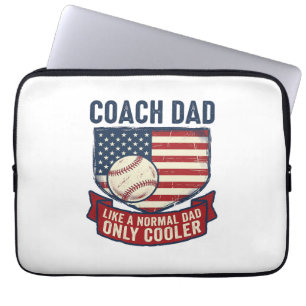 Coach Dad Baseball Patriotic Vintage T-Shirt Desig Laptop Sleeve