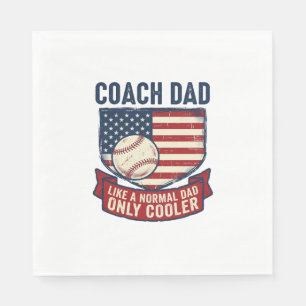 Coach Dad Baseball Patriotic Vintage T-Shirt Desig Napkin