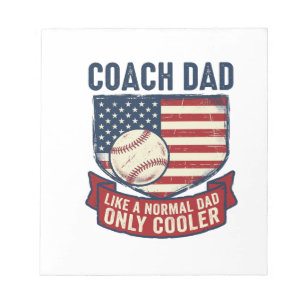 Coach Dad Baseball Patriotic Vintage T-Shirt Desig Notepad