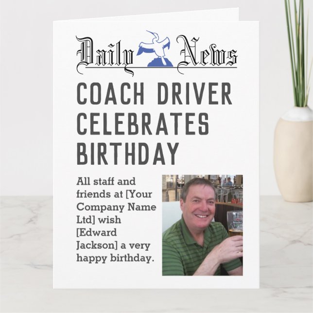 Coach Driver Birthday Card to Personalise (Front)