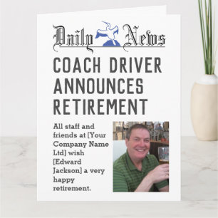 Coach Driver Retirement Card to Personalize