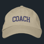 Coach Embroidered Baseball Hat / Cap : PICK COLORS<br><div class="desc">Khaki Coach Hat from Called :: Fully customisable unisex baseball hat / baseball cap embroidered with name Coach.  Shown is espresso brown embroidery on a khaki baseball hat.  Other hat colours and styles available.</div>
