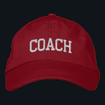 Coach Embroidered Baseball Hat / Cap - Red<br><div class="desc">Red Coach Hat from Called :: Fully customisable unisex baseball hat / baseball cap embroidered with name Coach.  Shown is white embroidery on a red baseball hat.  Other hat colours and styles available.</div>