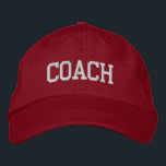 Coach Embroidered Baseball Hat / Cap - Red<br><div class="desc">Red Coach Hat from Called :: Fully customisable unisex baseball hat / baseball cap embroidered with name Coach.  Shown is white embroidery on a red baseball hat.  Other hat colours and styles available.</div>