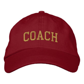 Coach Embroidered Baseball Hat / Cap - Red Gold