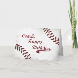 Coach Happy Birthday Large Grunge Baseball, Sport Card