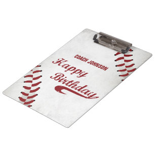 Coach Happy Birthday Large Grunge Baseball, Sport Clipboard