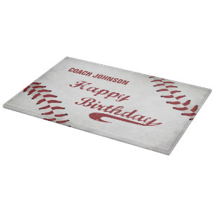 Coach Happy Birthday Large Grunge Baseball, Sport Cutting Board