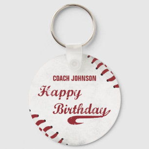Coach Happy Birthday Large Grunge Baseball, Sport Key Ring