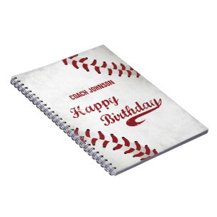 Coach Happy Birthday Large Grunge Baseball, Sport Notebook