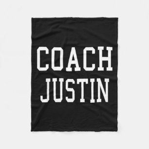Coach Justin Custom Football Soccer Baseball Team Fleece Blanket