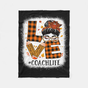 Coach Love Messy Bun Turkey Women Thanksgiving Aut Fleece Blanket