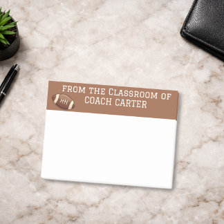 Coach Name Classroom, Football, Brown Border Post-it Notes