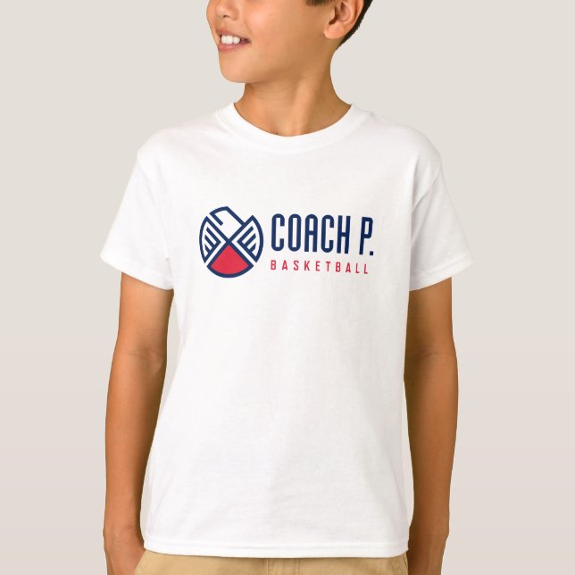 Coach P Basketball T-Shirt White - KIDS - DriFit (Front)